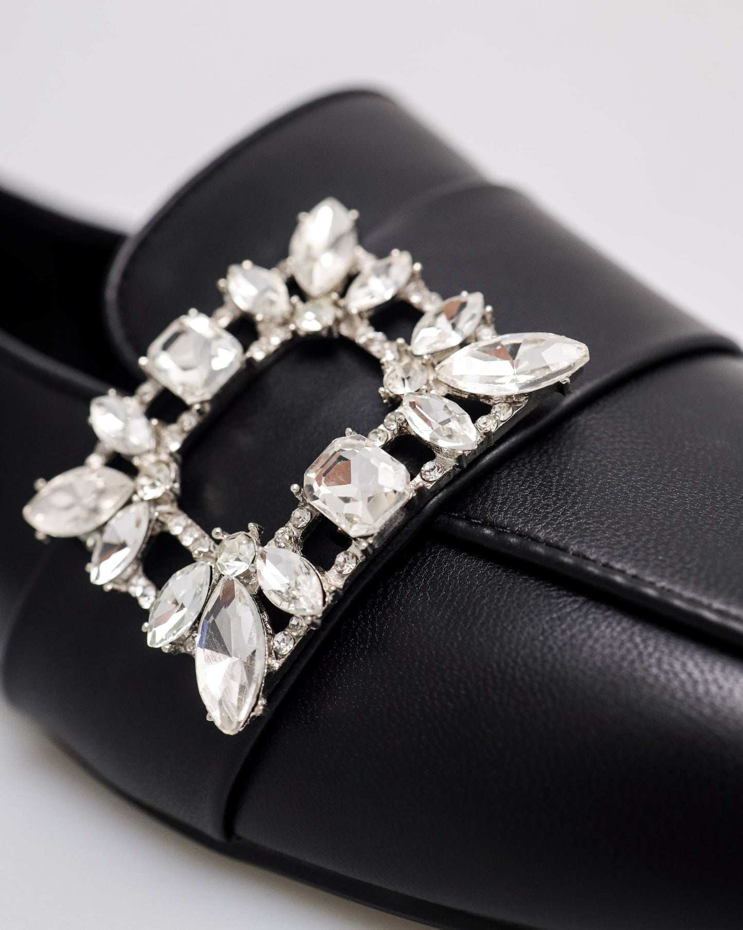 COWHAM FL129 Ladies Squared Glitter Buckle Loafers