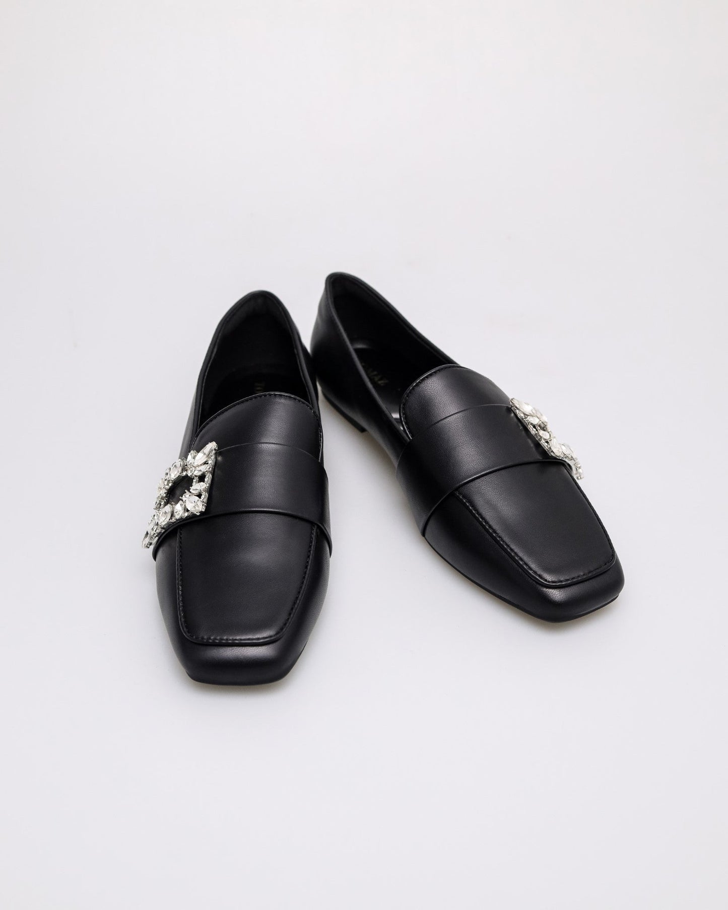 COWHAM FL129 Ladies Squared Glitter Buckle Loafers