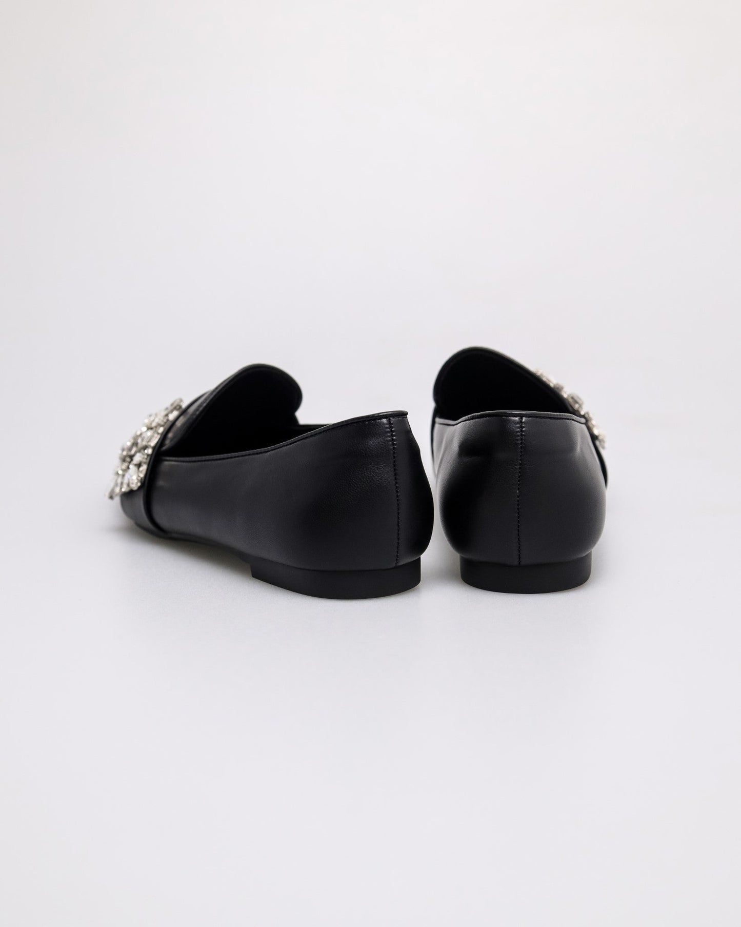 COWHAM FL129 Ladies Squared Glitter Buckle Loafers